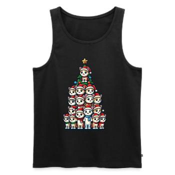 Christmas Cats Christmas Tree Fun - Men's Premium Organic Tank Top - black - Front - Michal (187cm)