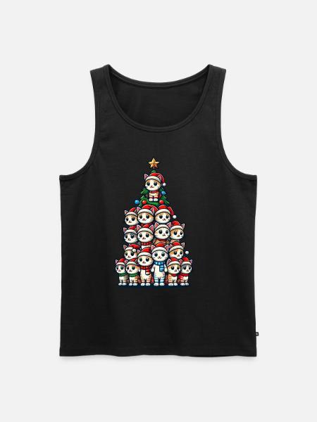 Christmas Cats Christmas Tree Fun - Men's Premium Organic Tank Top - black