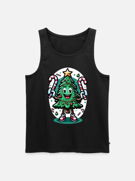 Merry Christmas Retro Tree - Men's Premium Organic Tank Top - black