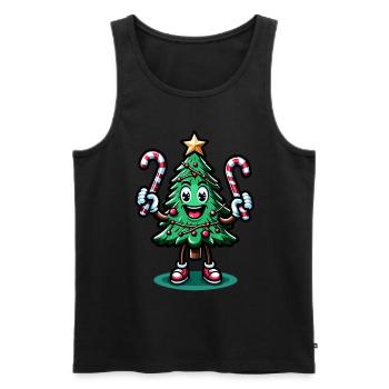 WeMerry Christmas Tree with Candy Canes Retr - Men's Premium Organic Tank Top - black - Front - Michal (187cm)