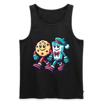 Biscuit and milk in a friendship march - Men's Premium Organic Tank Top - black - Front - AI Model Male 178 light (178cm)