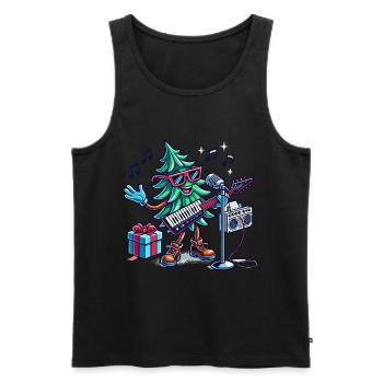 Musique de sapin de Noël rétro de Noël - Débardeur bio Premium Homme - noir - Devant - Michal (187cm)