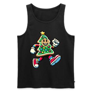 Happy Gingerbread Tree Running - Men's Premium Organic Tank Top - black - Front - AI Model Male 178 light (178cm)