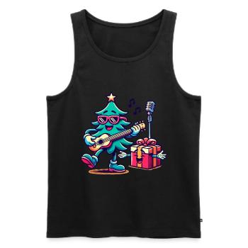 Joyeux Noël Arbre de Noël Musique rétro - Débardeur bio Premium Homme - noir - Devant - Michal (187cm)