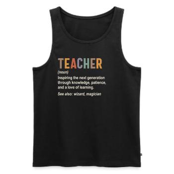 Teacher - Men's Premium Organic Tank Top - black - Front - Michal (187cm)