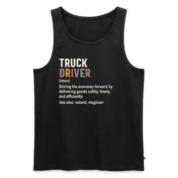 Truck Driver - Men's Premium Organic Tank Top - black - Front - Michal (187cm)