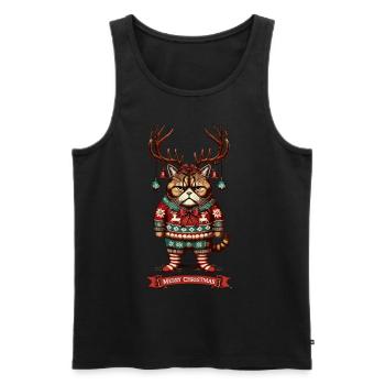 Grumpy Christmas Cat Funny Christmas - Men's Premium Organic Tank Top - black - Front - Michal (187cm)