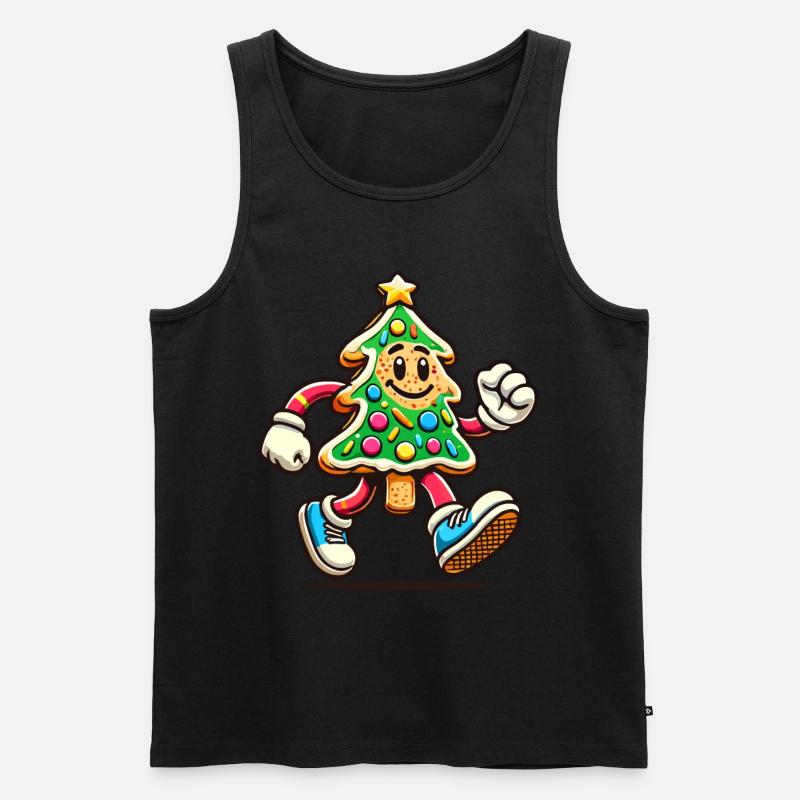 Fröhlicher Weihnachtskeks Baumfigur - Männer Premium Bio Tank Top - Schwarz