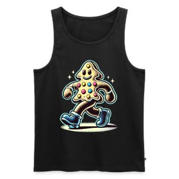 Lebkuchenmann Mit Stiefeln Lächelnd - Männer Premium Bio Tank Top - Schwarz - Vorne - Michal (187cm)