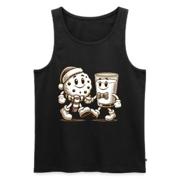 Christmas Vintage Mascot Biscuit and Milk - Men's Premium Organic Tank Top - black - Front - Michal (187cm)