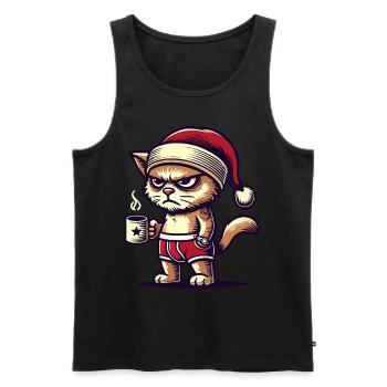 Drôle de chat de Noël - Débardeur bio Premium Homme - noir - Devant - Michal (187cm)