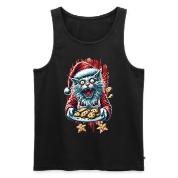 Crazy Cat Christmas Cookie Chaos - Men's Premium Organic Tank Top - black - Front - AI Model Male 178 light (178cm)