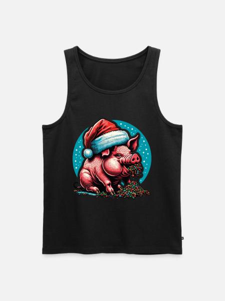 Christmas Greedy Pig Gluttony - Men's Premium Organic Tank Top - black