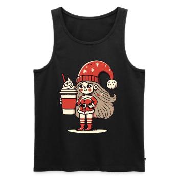Gnome amateur de café de Noël - Débardeur bio Premium Homme - noir - Devant - AI Model Male 178 light (178cm)