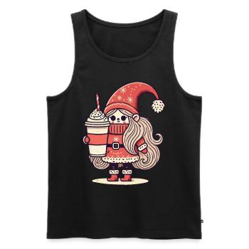 Amateur de café Noël Gnome Style Gnome - Débardeur bio Premium Homme - noir - Devant - AI Model Male 178 light (178cm)