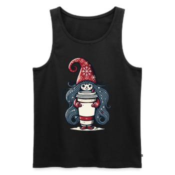 Gnome amateur de café de Noël - Débardeur bio Premium Homme - noir - Devant - AI Model Male 178 light (178cm)