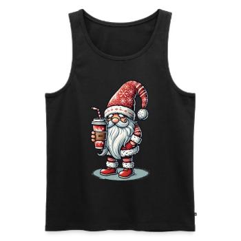 Nain de Noël avec du café pour les amateurs de café - Débardeur bio Premium Homme - noir - Devant - AI Model Male 178 light (178cm)