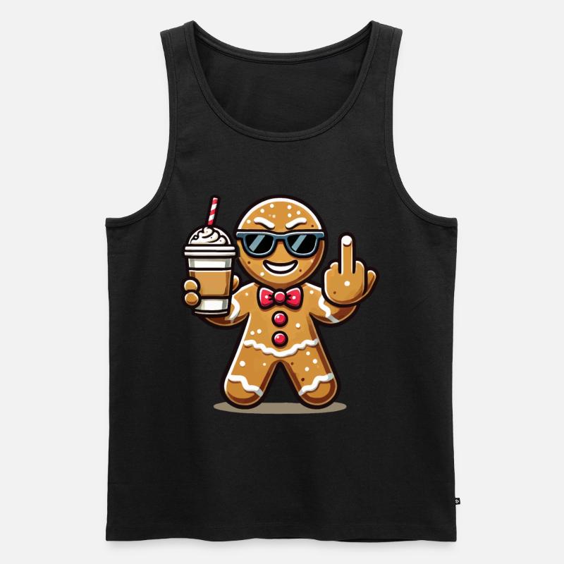 Weihnachten Lebkuchenmann Mit Attitüde - Männer Premium Bio Tank Top - Schwarz
