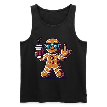 Christmas gingerbread man with middle finger - Men's Premium Organic Tank Top - black - Front - Michal (187cm)