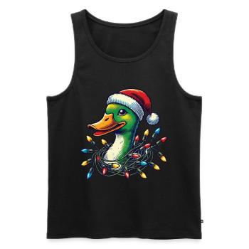 Weihnachten Lustige Ente Mit Lichterkette - Männer Premium Bio Tank Top - Schwarz - Vorne - Michal (187cm)