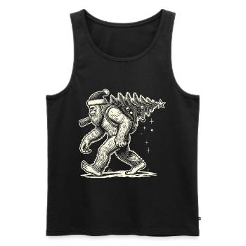 Bigfoot de Noël avec arbre de Noël - Débardeur bio Premium Homme - noir - Devant - Michal (187cm)