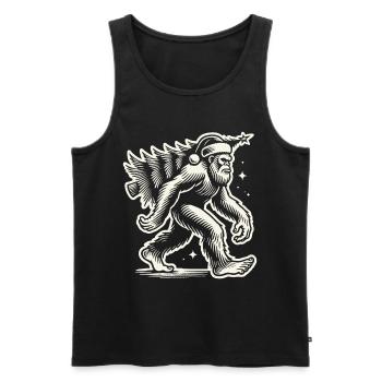 Bigfoot de Noël avec arbre de Noël style rétro - Débardeur bio Premium Homme - noir - Devant - Michal (187cm)
