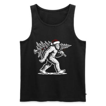 Yéti de Noël avec arbre de Noël - Débardeur bio Premium Homme - noir - Devant - AI Model Male 178 light (178cm)