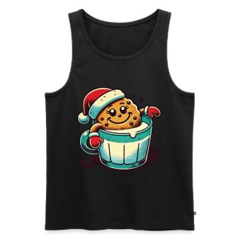 Christmas Retro Vintage Cookie Cup - Men's Premium Organic Tank Top - black - Front - AI Model Male 178 light (178cm)