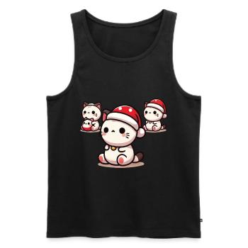 Cute cats with Christmas hat - Men's Premium Organic Tank Top - black - Front - Michal (187cm)