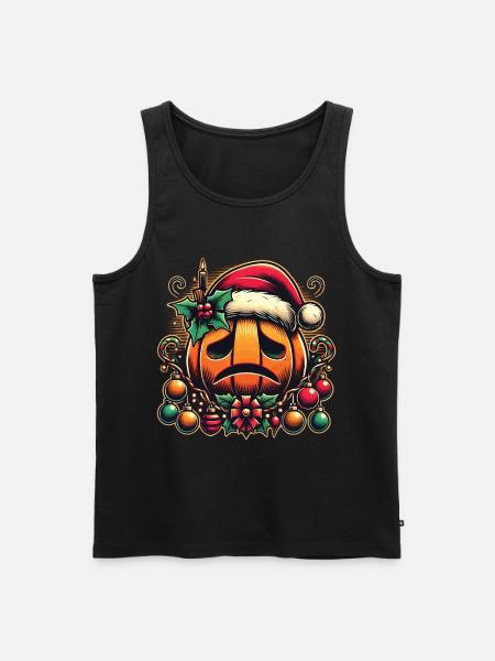 Sad pumpkin with Santa hat - Men's Premium Organic Tank Top - black