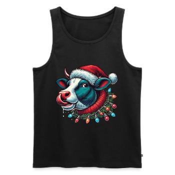 Weihnachten Lustige Kuh Mit Lichterkette - Männer Premium Bio Tank Top - Schwarz - Vorne - AI Model Male 178 light (178cm)