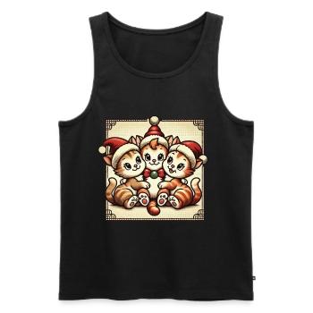Süße Katzen Weihnachten Retro Charme - Männer Premium Bio Tank Top - Schwarz - Vorne - AI Model Male 178 light (178cm)
