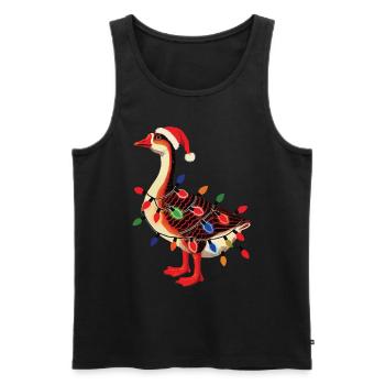 Weihnachtlicher Tollpatsch Gans Mit Lichterkette - Männer Premium Bio Tank Top - Schwarz - Vorne - Michal (187cm)