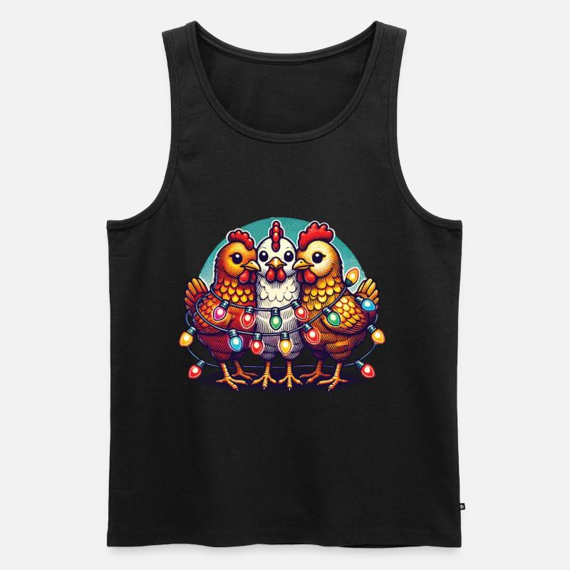 Weihnachten Mit Lustigen Hühnern - Männer Premium Bio Tank Top - Schwarz