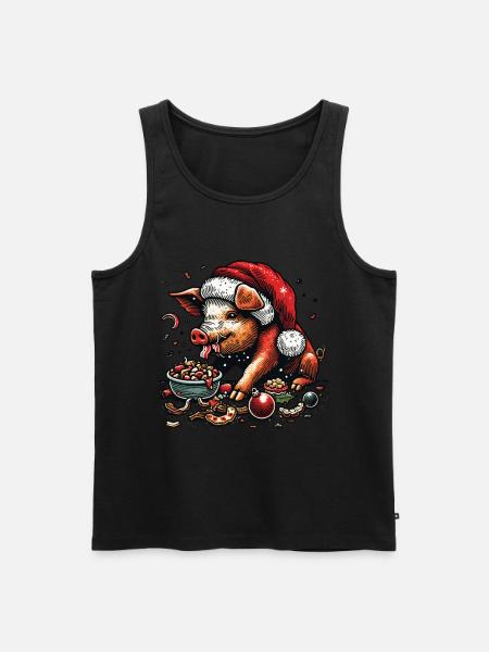 Christmas gluttony devoured with funny - Men's Premium Organic Tank Top - black