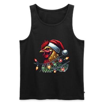 Christmas rooster with fairy lights - Men's Premium Organic Tank Top - black - Front - AI Model Male 178 light (178cm)