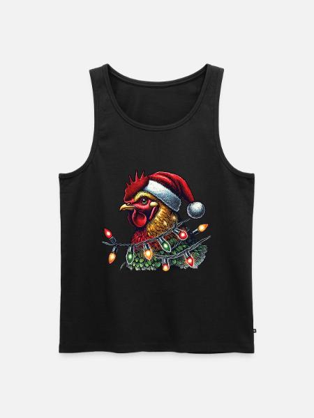 Christmas rooster with fairy lights - Men's Premium Organic Tank Top - black