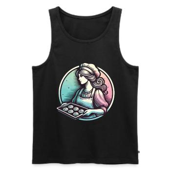 Bäckerin Mit Tablett Frischer Brötchen - Männer Premium Bio Tank Top - Schwarz - Vorne - AI Model Male 178 light (178cm)