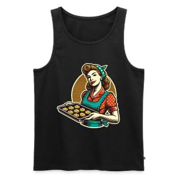 Vintage baker with cookie tray illustration - Men's Premium Organic Tank Top - black - Front - Michal (187cm)