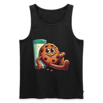 Fröhliche Weihnachten Retro Keks Stil - Männer Premium Bio Tank Top - Schwarz - Vorne - Michal (187cm)