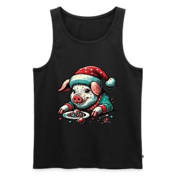 Gieriges Weihnachtsschwein - Männer Premium Bio Tank Top - Schwarz - Vorne - Michal (187cm)