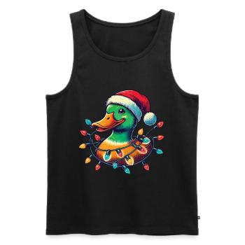 Drôle de canard de Noël avec des lumières - Débardeur bio Premium Homme - noir - Devant - Michal (187cm)