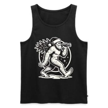 Bigfoot de Noël avec arbre de Noël - Débardeur bio Premium Homme - noir - Devant - Michal (187cm)