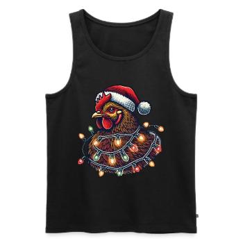 Christmas chicken with fairy lights - Men's Premium Organic Tank Top - black - Front - AI Model Male 178 light (178cm)