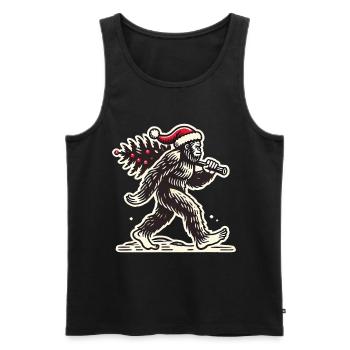 Christmas Bigfoot with Tree - Men's Premium Organic Tank Top - black - Front - Michal (187cm)