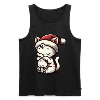 Cute Cats Christmas With Hat - Men's Premium Organic Tank Top - black - Front - Michal (187cm)