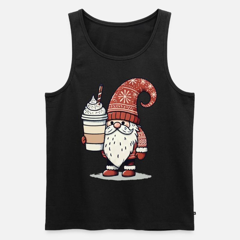 Weihnachtsgnom Mit Kaffee Wichtel - Männer Premium Bio Tank Top - Schwarz