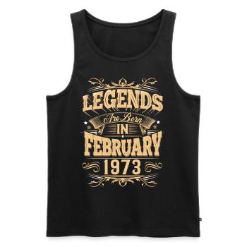 Légende de l’anniversaire de février 1973 - Débardeur bio Premium Homme - noir - Devant - Michal (187cm)