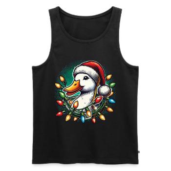 Funny duck with Christmas lights - Men's Premium Organic Tank Top - black - Front - AI Model Male 178 light (178cm)