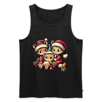 Cute Cats Christmas Retro Style - Men's Premium Organic Tank Top - black - Front - Michal (187cm)